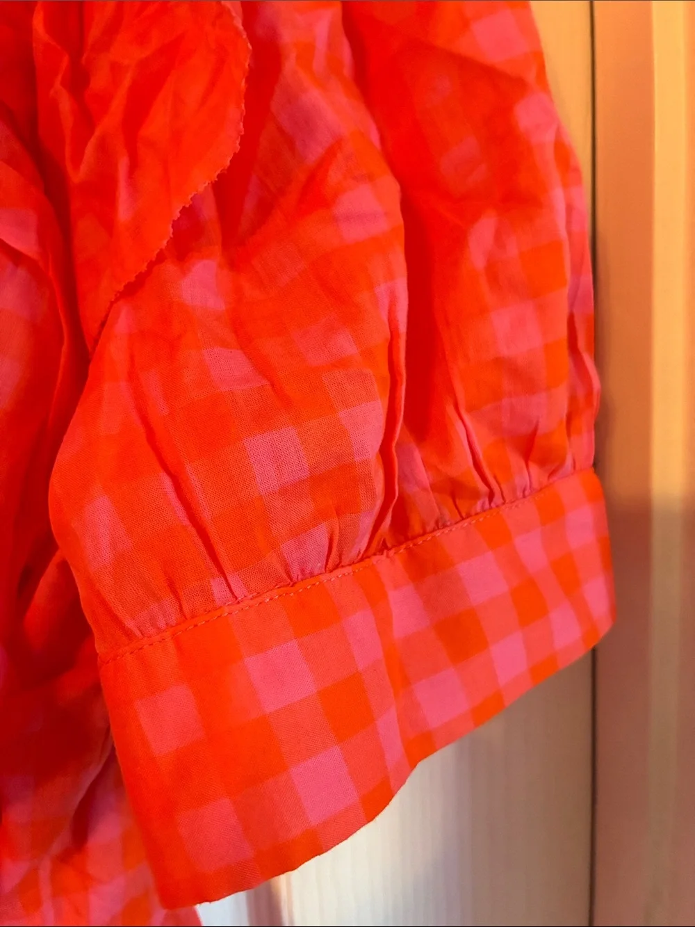 NWT J. Crew Ruffle wrap top in gingham L